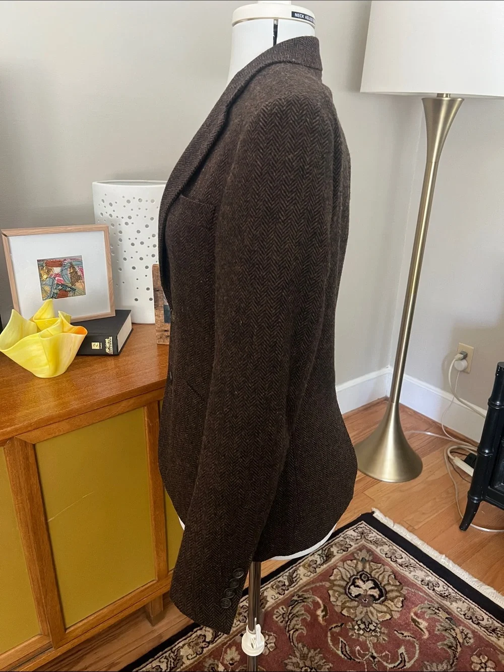 Tailored Brown Herringbone Wool Blazer - Men's Classic Suit Jacket